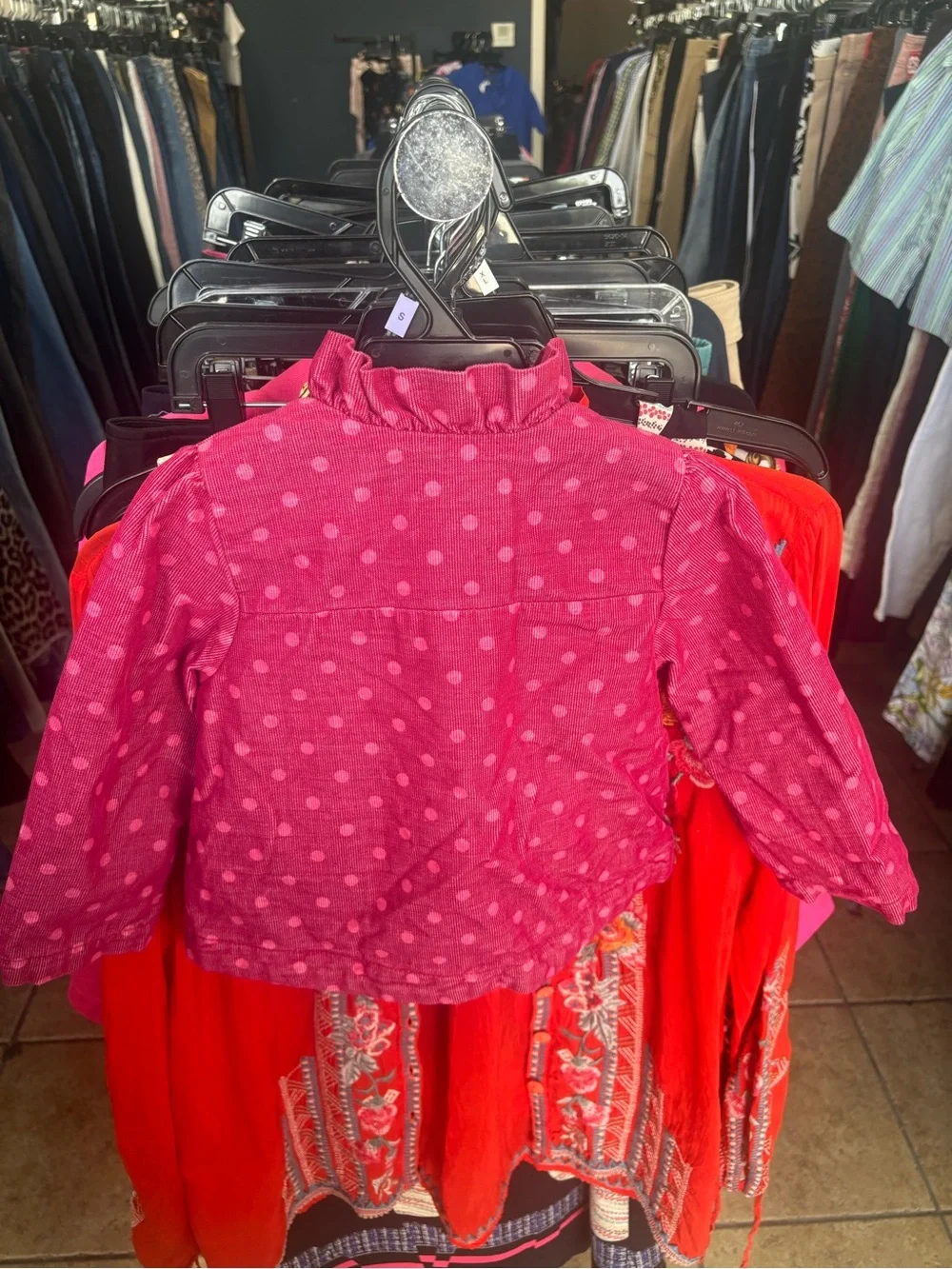 OshKosh B'gosh Pink Polka Dot Ruffle Button Jacket